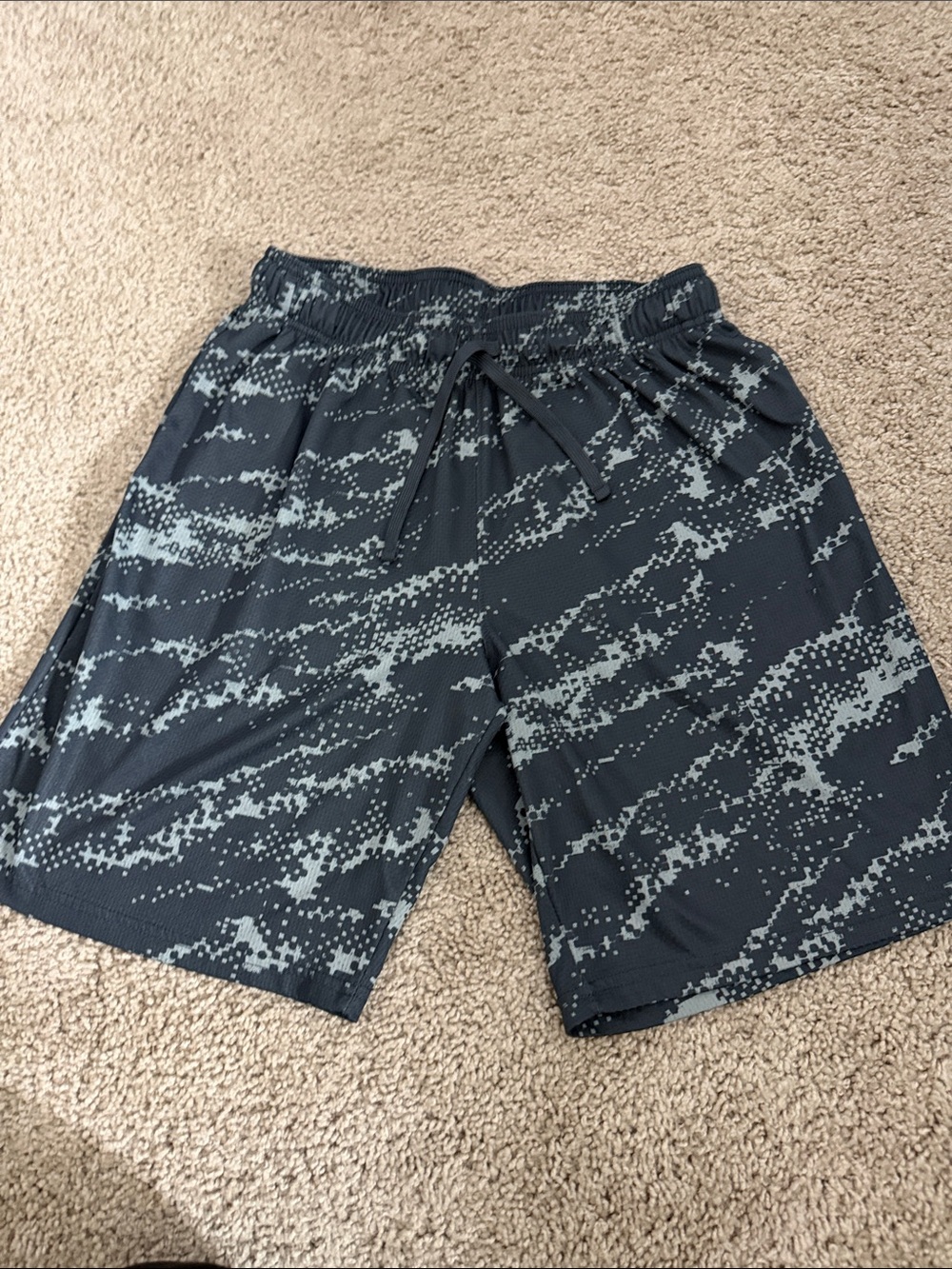Athletic Works Black and Gray Digital Camo Athletic Shorts